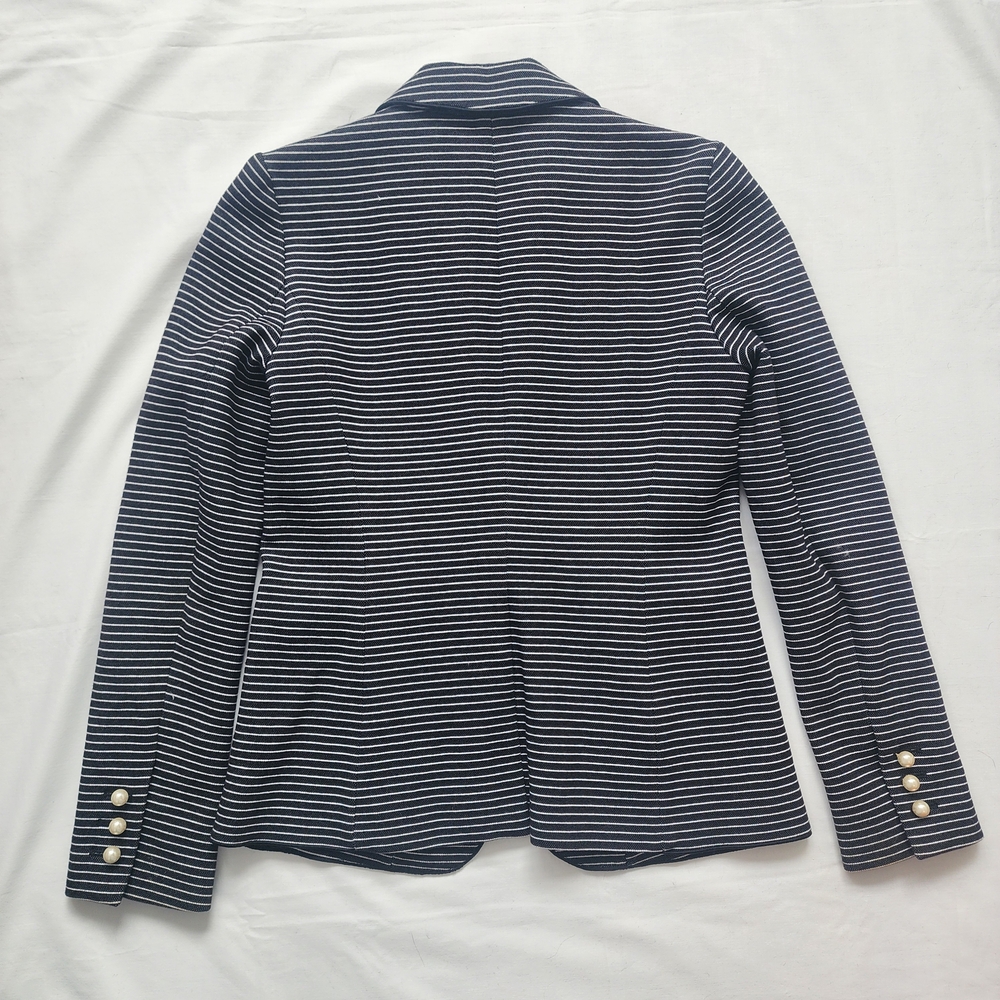 NWOT Ann Taylor Size 2 Black White Striped Blazer with Pearl Buttons - Picture 5 of 9